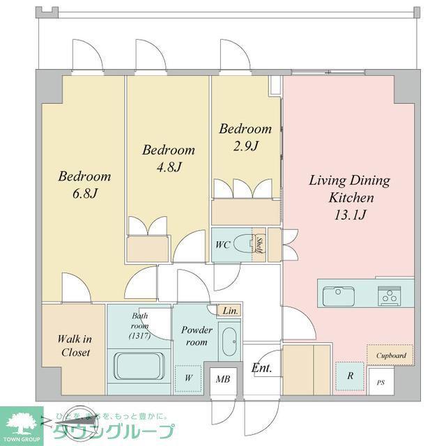 LIME RESIDENCE KAWAGUCHI イースト(3LDK/7階)の間取り写真