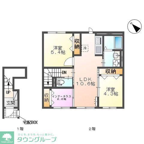 坂戸市大字石井 アパートIII期工事(2LDK/2階)の間取り写真