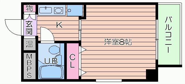 ゴックス南森町(1K/4階)の間取り写真