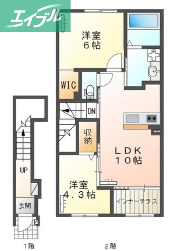 フォルモント(2LDK/2階)の間取り写真