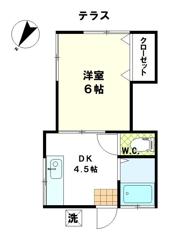 コーポ栗原(1DK/1階)の間取り写真