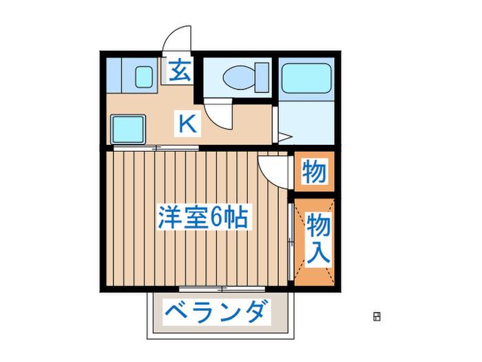 第二コーポナバタ(1K/2階)の間取り写真