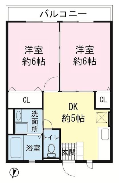 ハイツルミナリ―(2DK/2階)の間取り写真