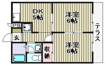 エステートピアサンピース(2DK/2階)の間取り写真