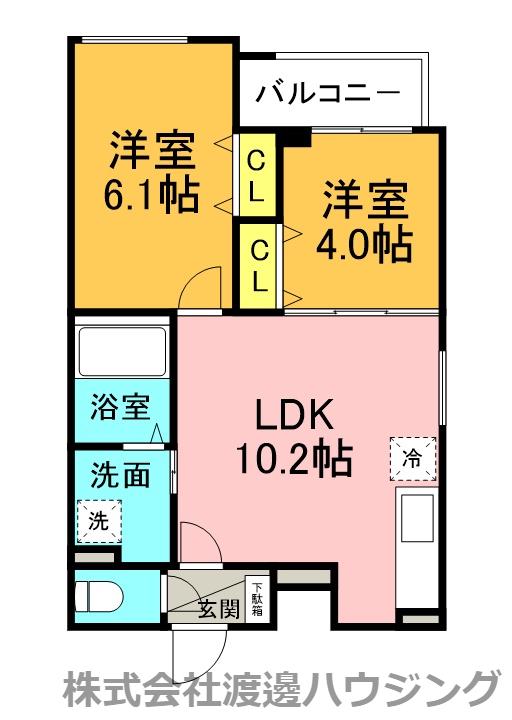 プレミア大日(2LDK/1階)の間取り写真