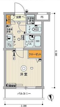 スカイコート中村橋第3(1K/3階)の間取り写真