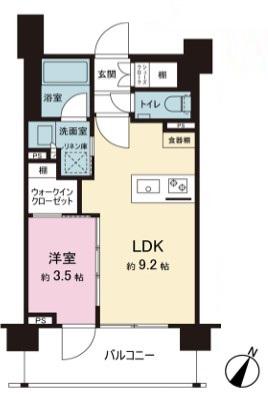 クリオラベルヴィ市ヶ谷(1LDK/5階)の間取り写真