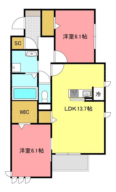 LEGARE SHODA(2LDK/2階)の間取り写真
