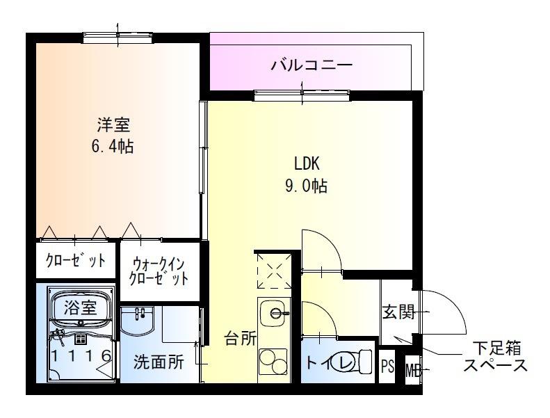 フジパレス御陵通(1LDK/2階)の間取り写真