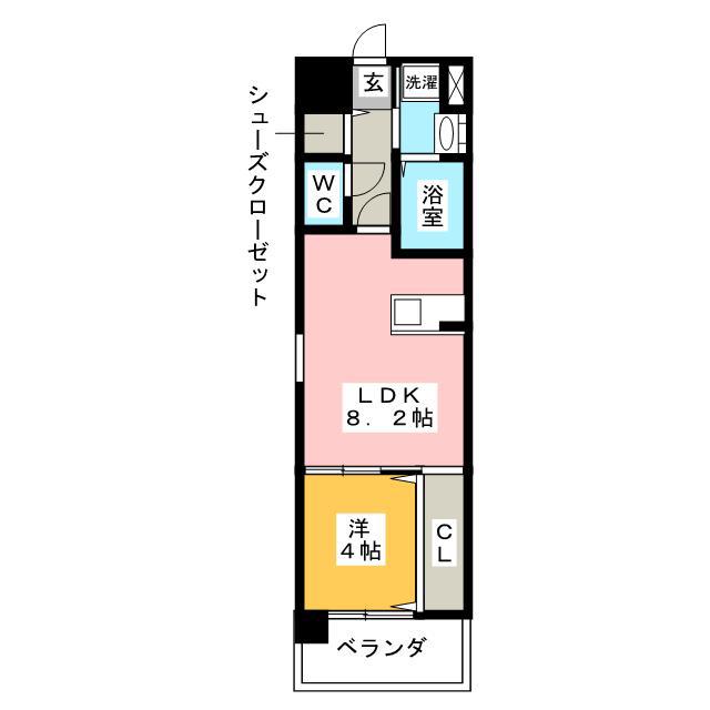 COCOA薬院(1LDK/4階)の間取り写真