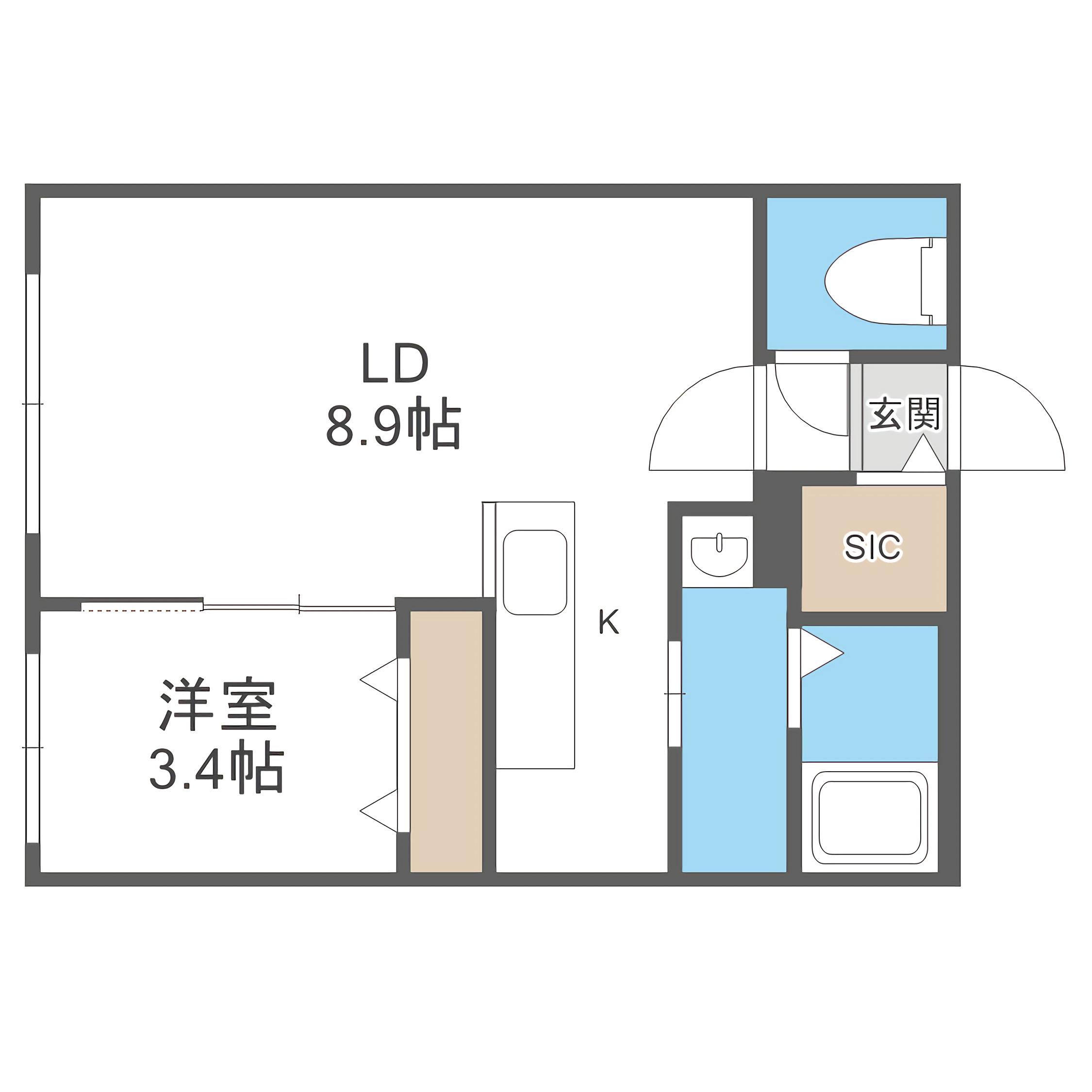 ライトベルー南9条ー(1LDK/3階)の間取り写真