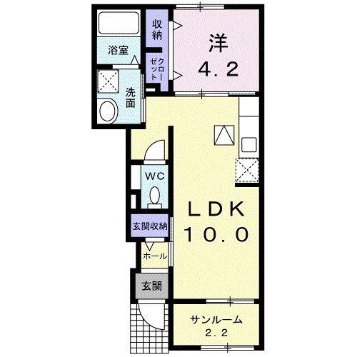 ルーナリア III(1LDK/1階)の間取り写真