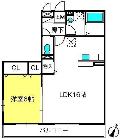 グランメールK(1LDK/3階)の間取り写真