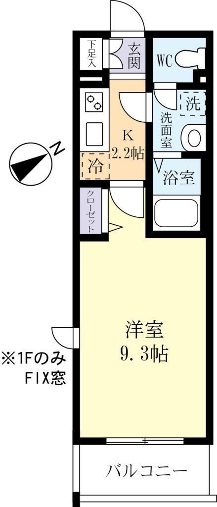 ブランノワール(1K/4階)の間取り写真