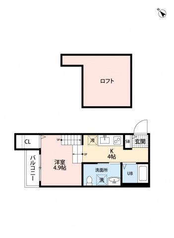 APATMENT楓(ワンルーム/2階)の間取り写真