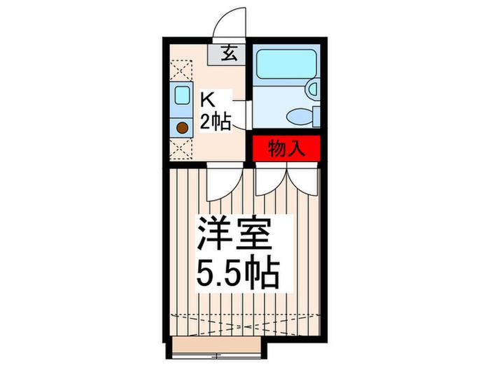 リューデスハイムA(1K/2階)の間取り写真