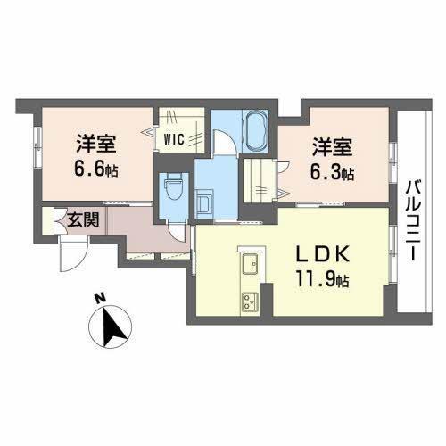 リバーサイド ハナ(2LDK/3階)の間取り写真