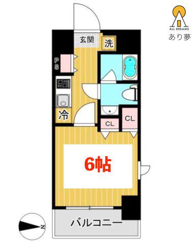 SHOKEN RESIDENCE横浜桜木町ショウケンレジデンスヨコハ(1K/3階)の間取り写真