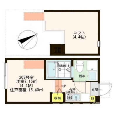 ハーモニーテラス三園III(ワンルーム/2階)の間取り写真