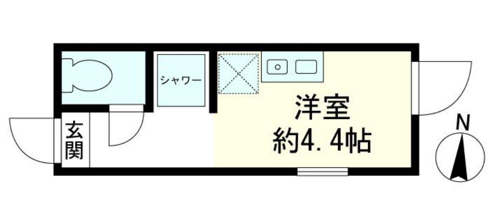 メテオール(ワンルーム/2階)の間取り写真