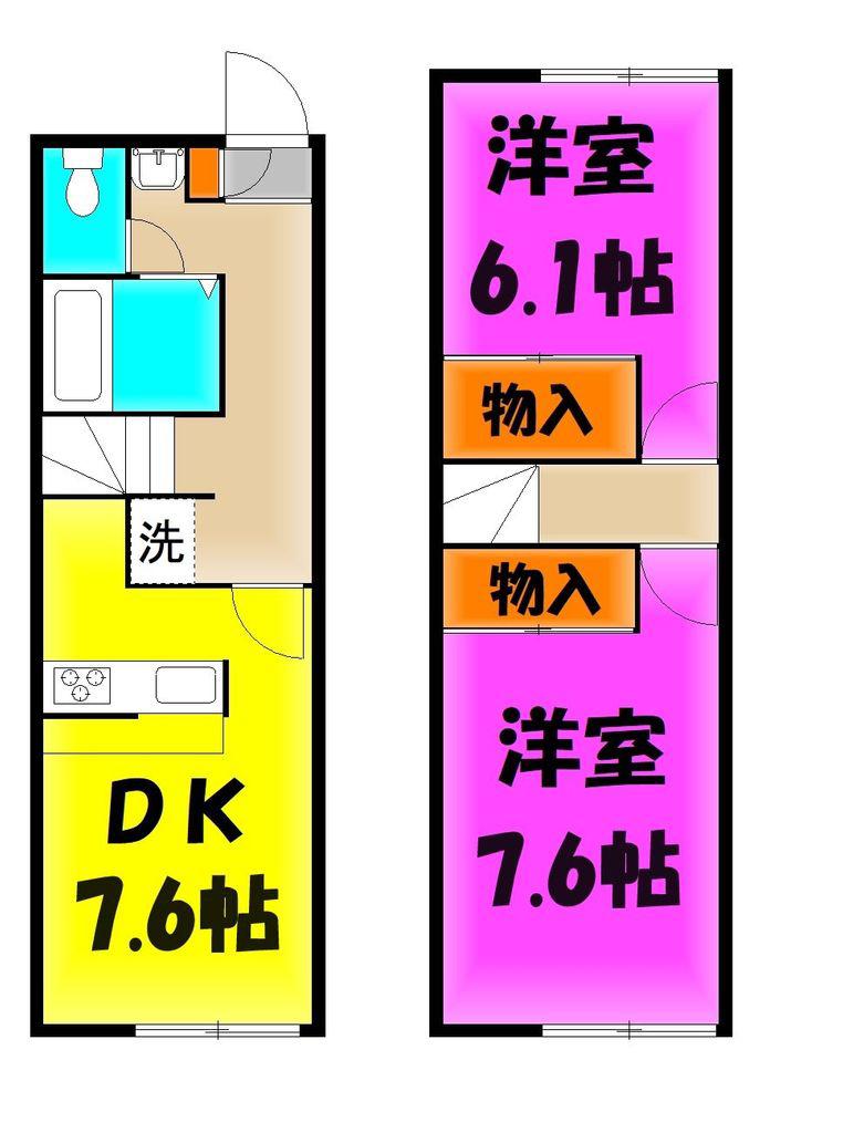 ガーデンコート(2DK/1階)の間取り写真