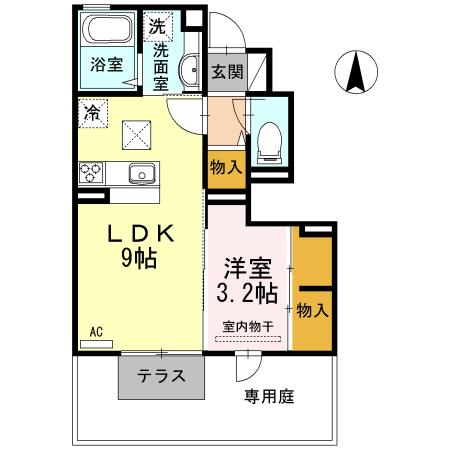 ヴァン・テ・アン(1LDK/1階)の間取り写真