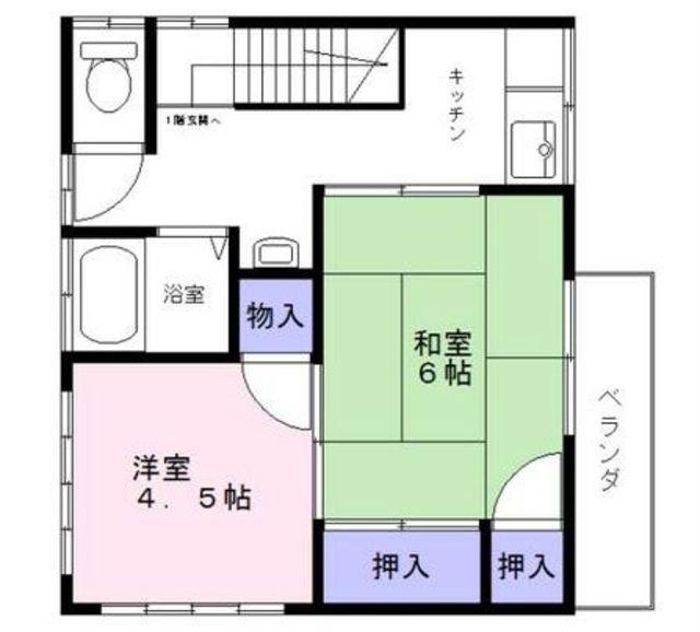 牧荘(2K/2階)の間取り写真