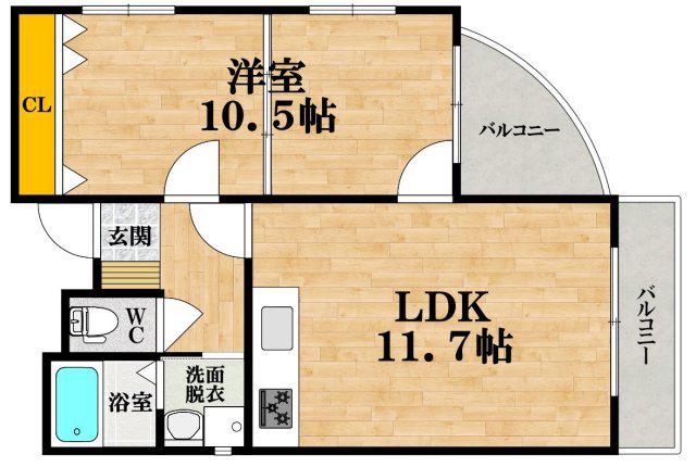 MAISON D ・ANGLE(1LDK/4階)の間取り写真