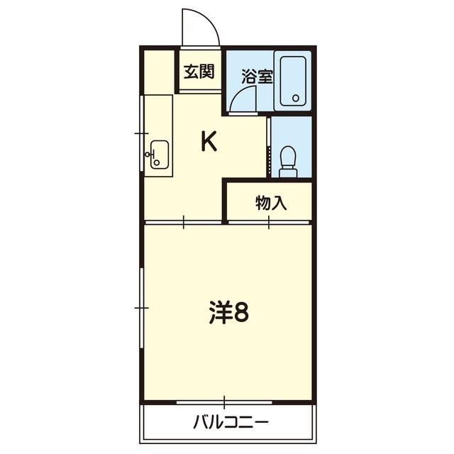 上水前寺Kビル(1K/2階)の間取り写真