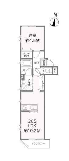 コンフォルディア(1LDK/2階)の間取り写真