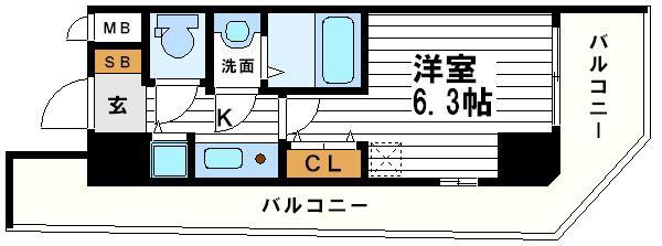 エイペックス心斎橋東(1K/8階)の間取り写真