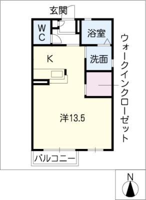 イデアル・レイ(ワンルーム/2階)の間取り写真