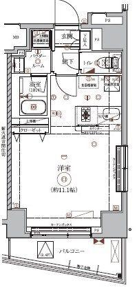 RELUXIA東向島II(1K/3階)の間取り写真
