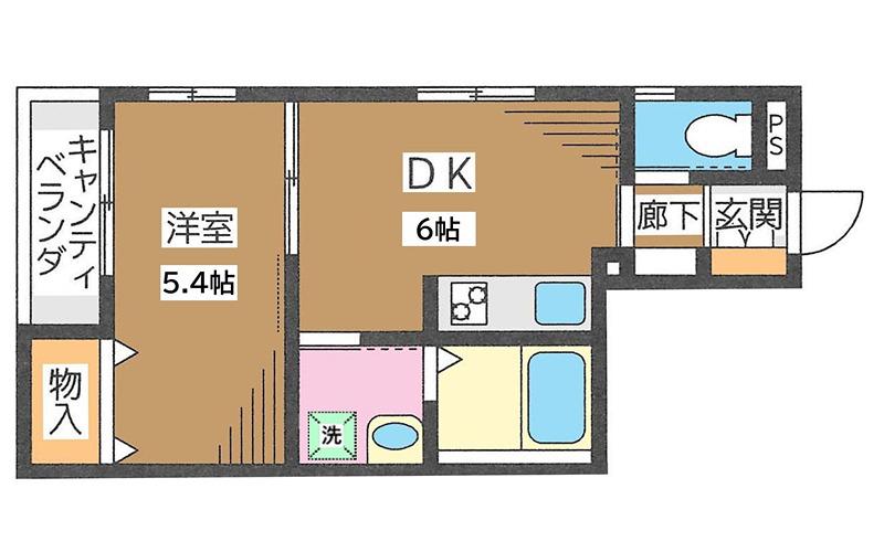 オルテンシア(1DK/2階)の間取り写真