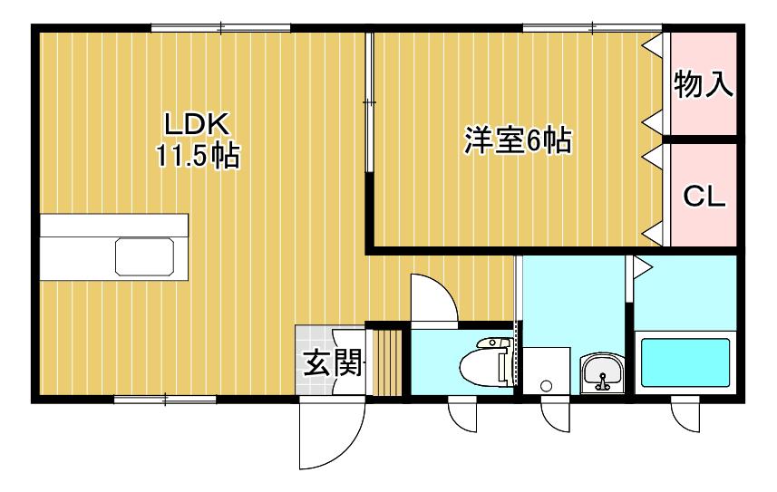 メゾンサウスA(1LDK/2階)の間取り写真