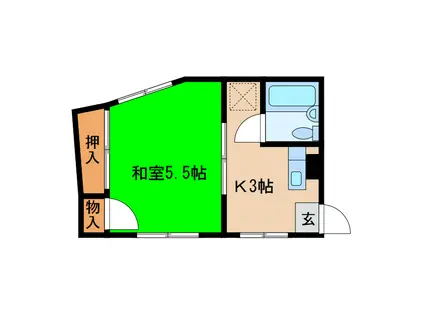 YSコート(1K/3階)の間取り写真