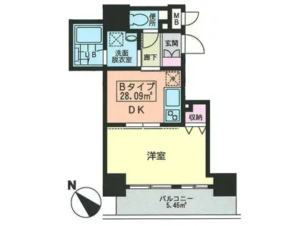 アート不動前(1DK/7階)の間取り写真