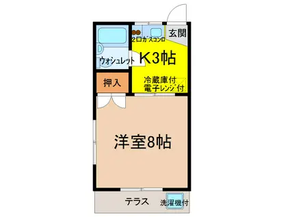 サンロードハイツ(1K/1階)の間取り写真