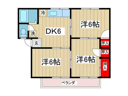 オオタカハイツB(3DK/2階)の間取り写真