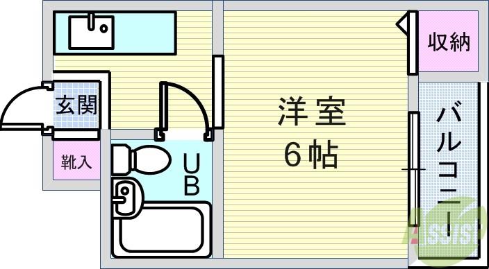 豊中ニューハイツ(1K/2階)の間取り写真