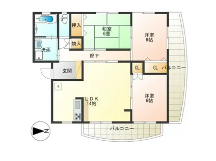レ・アール飯田II(3LDK/3階)の間取り写真