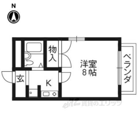 詩仙ハイムⅡ(1K/1階)の間取り写真