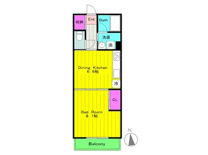 バードタウン8番館(1DK/1階)の間取り写真