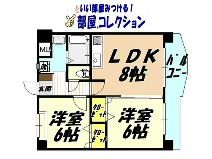 アンテスII(2LDK/8階)の間取り写真