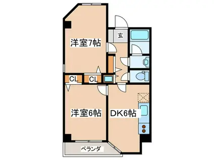T&S茅ヶ崎(2DK/5階)の間取り写真