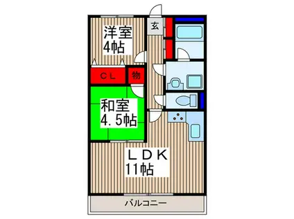 DIVINE西浦和(2LDK/3階)の間取り写真