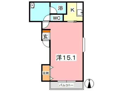 コートダジュールB(ワンルーム/1階)の間取り写真