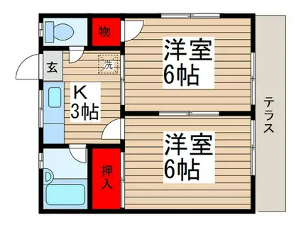 コーポタカハナII(2K/1階)の間取り写真