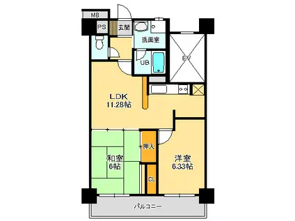 タウゼン・プラッツ長町(2LDK/5階)の間取り写真