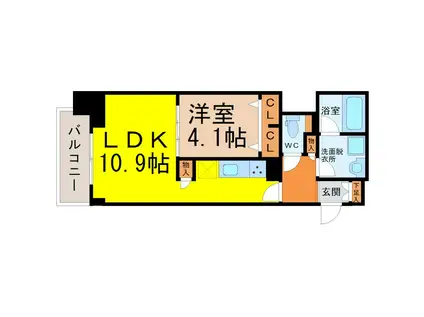 プレサンス広小路通葵(1LDK/2階)の間取り写真